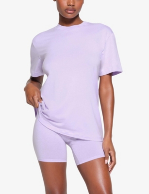 Shop Skims Women's Lily Boyfriend Logo-waistband Stretch Cotton And Modal Boxer Shorts
