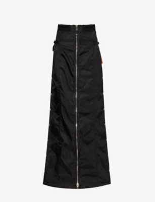 Gucci Womens Black Mix Brand-tab High-rise Shell Maxi Skirt