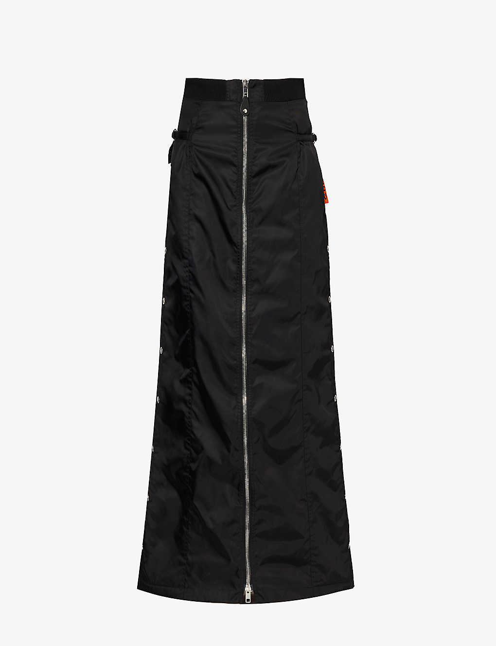 Gucci Womens Black Mix Brand-tab High-rise Shell Maxi Skirt