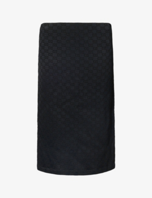 GUCCI: Monogram-pattern slim-fit stretch-woven midi skirt