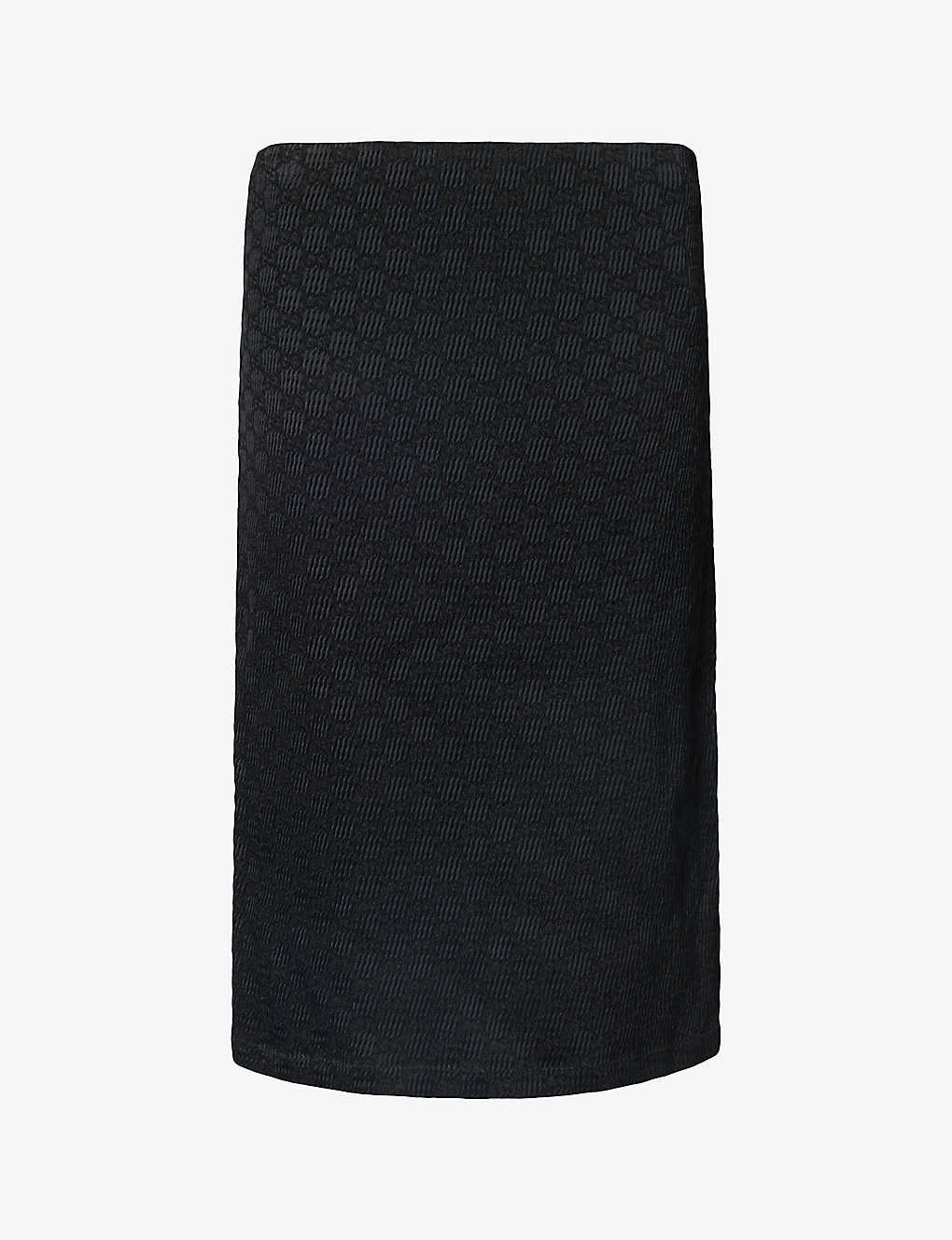 Shop Gucci Womens Black Monogram-pattern Slim-fit Stretch-woven Midi Skirt