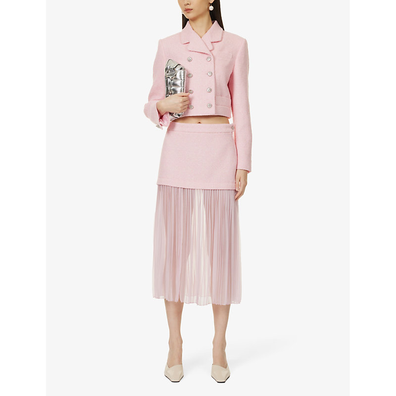 Shop Gucci Semi-sheer Pleated Silk Midi Skirt In Vintage Mauve