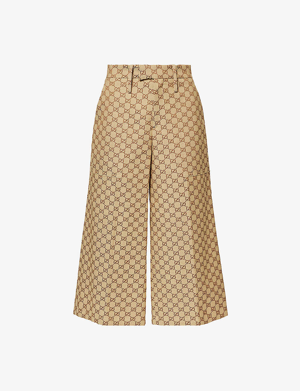 Gucci Gg-canvas Cropped Wide-leg Trousers In Brown