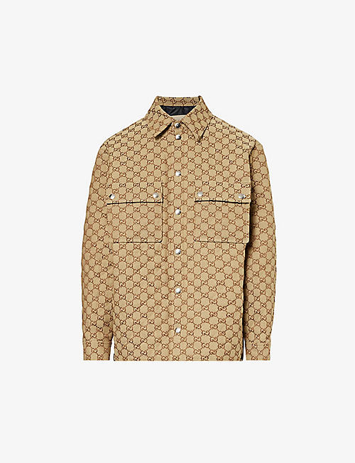 GUCCI: Monogram-patterned padded cotton-blend shirt