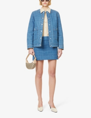 Shop Gucci Womens Blue Mix Reversible Monogram-pattern Denim Jacket
