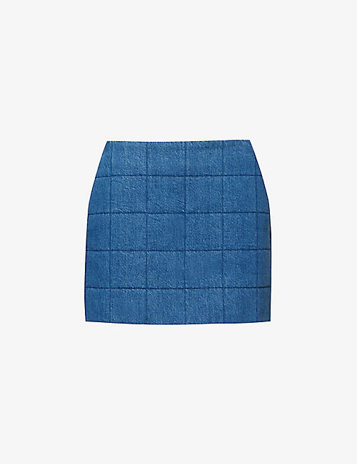 GUCCI: Quilted A-line denim mini skirt