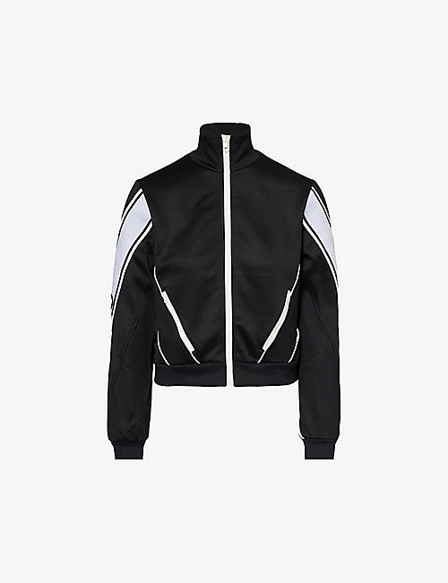 GUCCI: Striped logo-embroidered jersey jacket