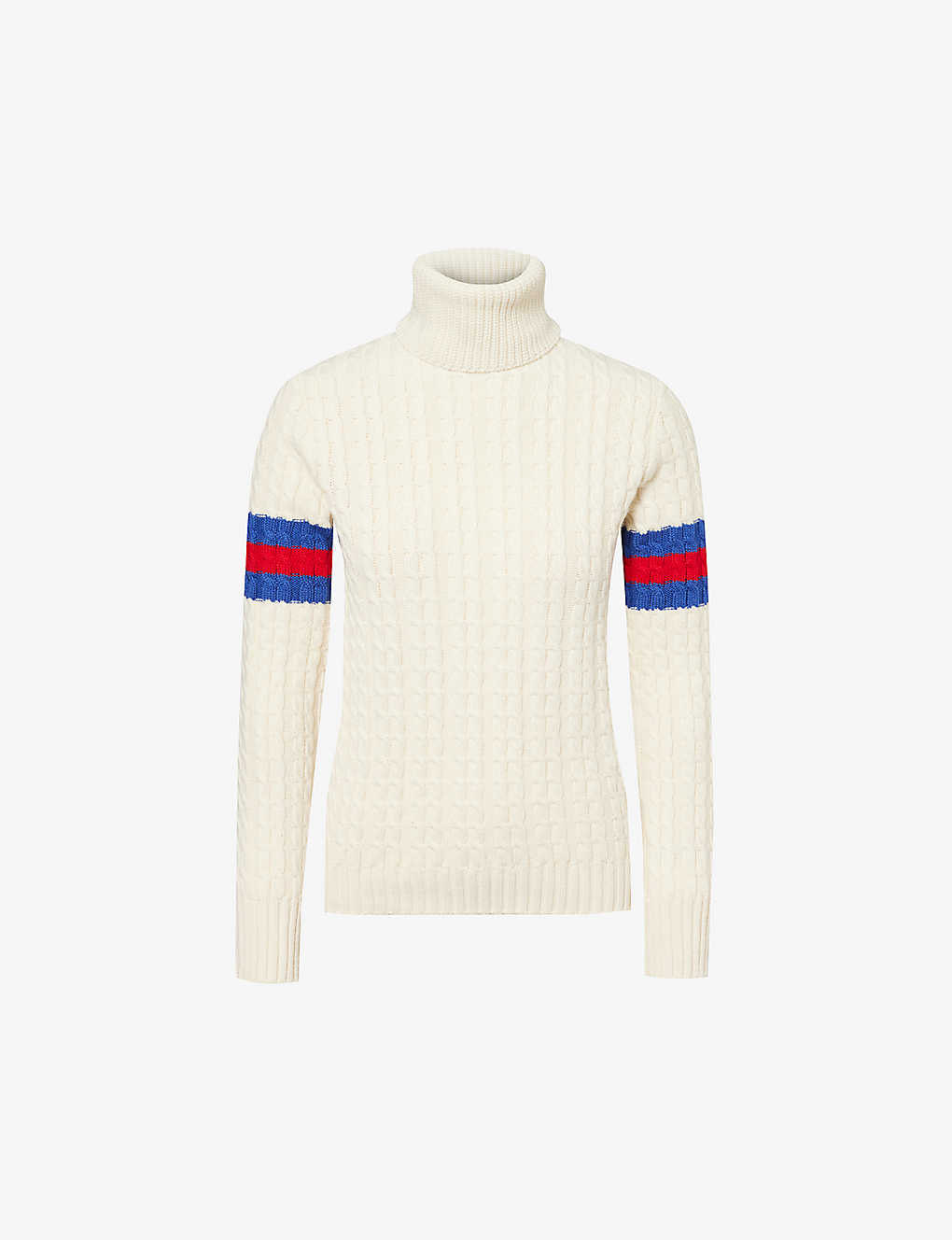 Gucci Roll-neck Cable-knit Wool Jumper In Multi-coloured