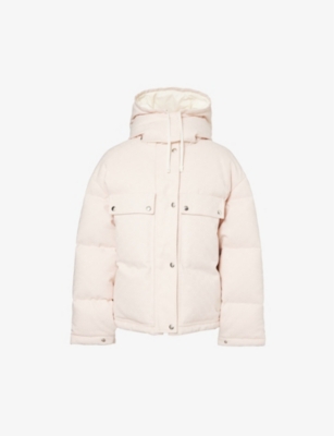 GUCCI: High-neck monogram-pattern cotton-blend down jacket