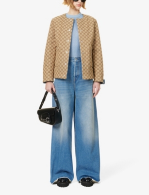 Shop Gucci Women's Blue Mix Wide-leg High-rise Jeans