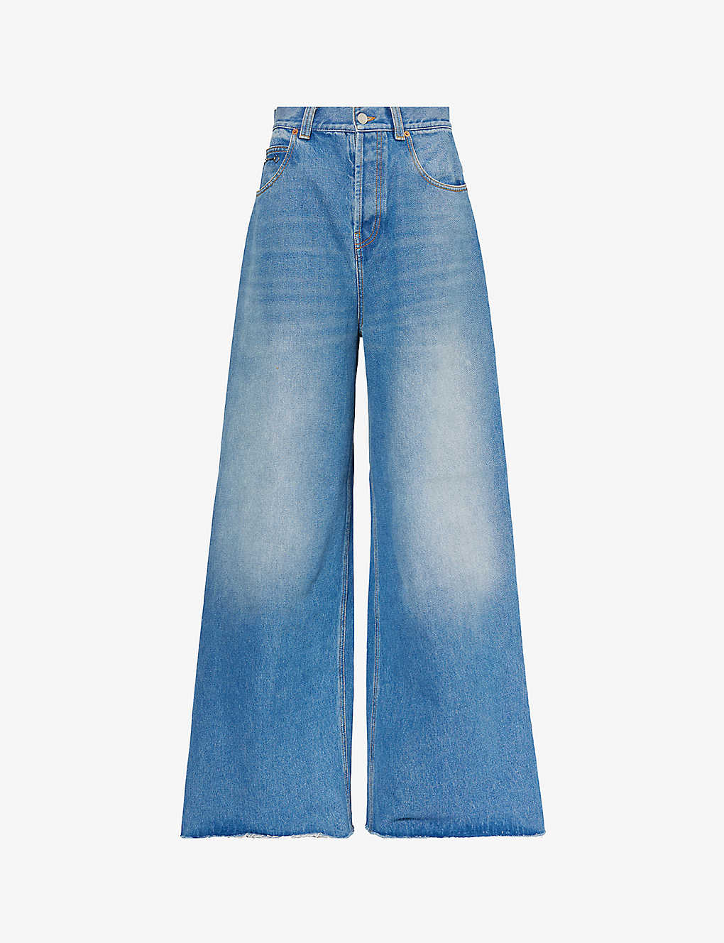 Shop Gucci Women's Blue Mix Wide-leg High-rise Jeans