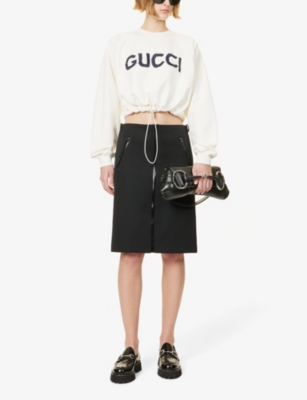 Shop Gucci Womens Sunlight Mix Brand-embroidered Drawstring-hem Cotton-jersey Sweatshirt