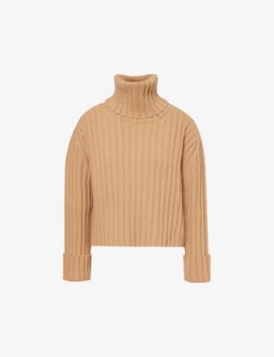 Gucci Wool And Cashmere Turtleneck Sweater In Camel Mix