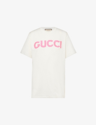 GUCCI: Logo-embroidered cotton-jersey T-shirt