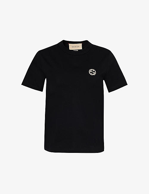 GUCCI: Branded slim-fit cotton-jersey T-shirt