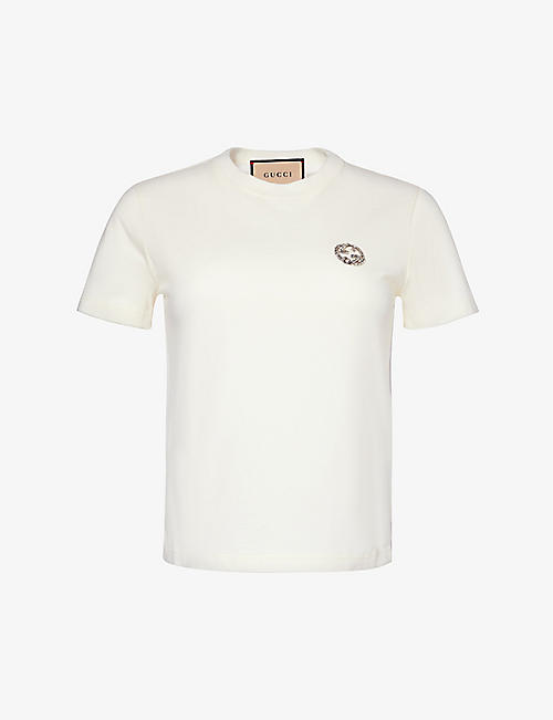 GUCCI: Branded slim-fit cotton-jersey T-shirt