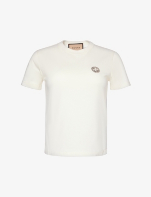Gucci Womens Sunlight Mix Branded Slim-fit Cotton-jersey T-shirt