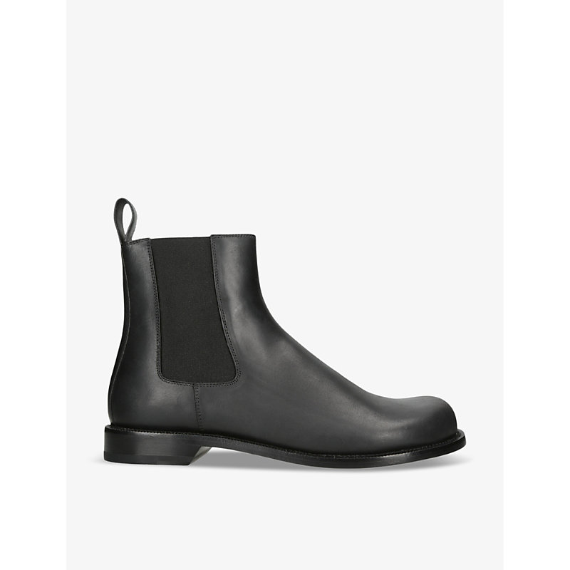 Shop Loewe Men's Black Campo Pull-on Waxed-leather Chelsea Boots
