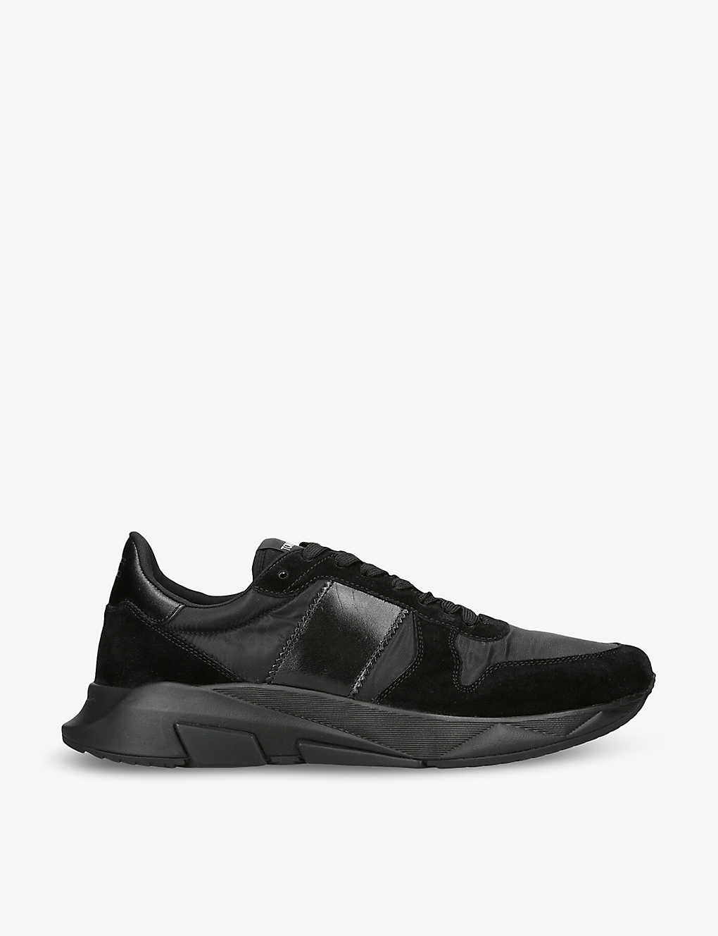 Tom Ford Mens Black Jagga Panelled Leather Low-top Trainers
