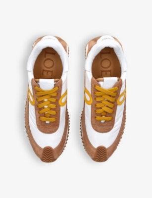 Shop Loewe Mens Yellow Flow Runner Monogram Leather And Shell Trainers