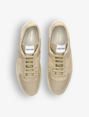 Shop Tom Ford Men's Cream Comb Radcliffe Leather And Suede Low-top Trainers