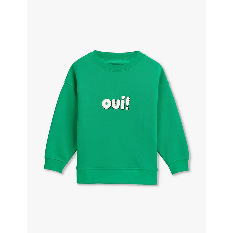 Whistles Girls Green Kids Oui Brand-embroidered Cotton Sweatshirt 4-9 Years