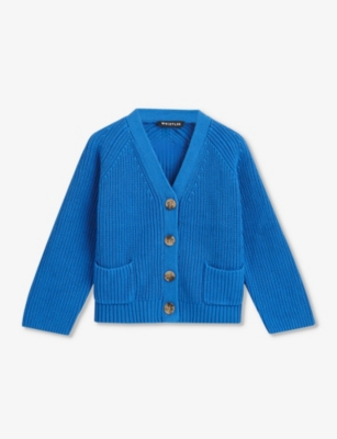 Whistles Girls Blue Kids Nora Slip-pocket Cotton Cardigan 3-9 Years