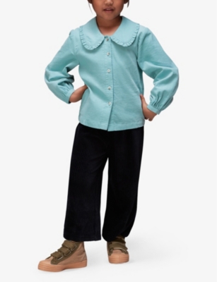 WHISTLES: Frill-collar long-sleeved cotton-corduroy shirt 3-9 years