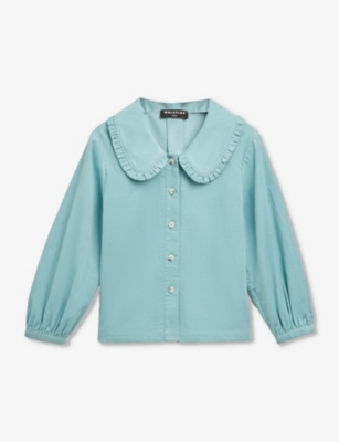 Whistles Girls Blue Kids Frill-collar Long-sleeved Cotton-corduroy Shirt 3-9 Years