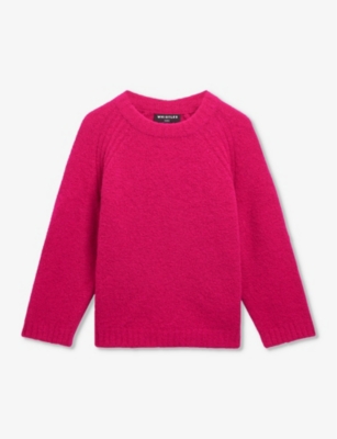 Whistles Girls Pink Kids Round-neck Textured Wool-blend Jumper 3-10 Years