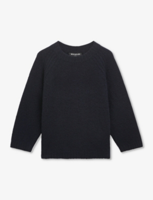 Whistles Girls Navy Kids Round-neck Textured Wool-blend Jumper 3-10 Years