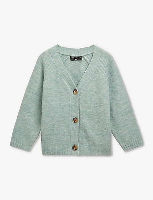 WHISTLES: V-neck textured wool-blend cardigan 3-10 years