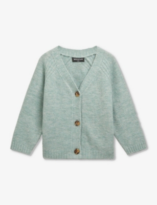 Whistles Boys Pale Green Kids V-neck Textured Wool-blend Cardigan 3-10 Years