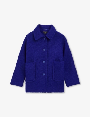 Whistles Kids' Daisy Bouclé-texture Wool-blend Coat 3-12 Years In Blue
