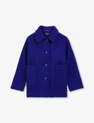 Whistles Kids' Daisy Bouclé-texture Wool-blend Coat 3-12 Years Blu In Blue