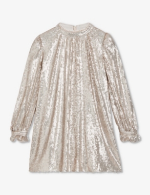 Whistles Girls Silver Kids Sadie High-neck Sequin-embellished Dress 3-12 Years