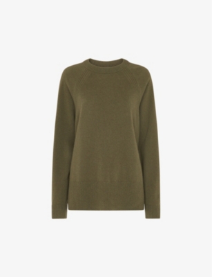 Whistles Ultimate Relaxed-fit Cashmere Jumper In Green