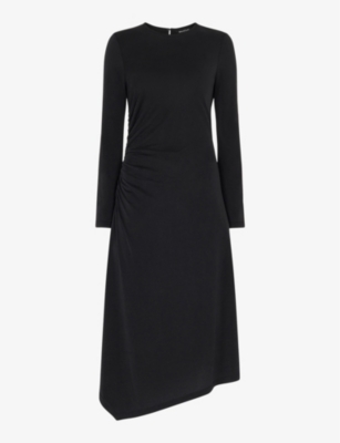 WHISTLES: Ruched modal-blend jersey midi dress