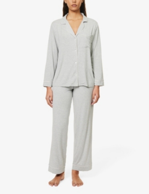 Eberjey Womens Heather Grey Sorbet Pink Gisele Stretch-woven Jersey Pyjama Set In Heather Grey Sorbet Pink