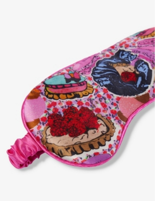 Jessica Russell Womens Multi-coloured C For Cake Patterned Silk Sleep Mask In Multi-coloured