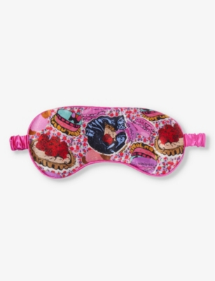 Jessica Russell Womens Multi-coloured C For Cake Patterned Silk Sleep Mask