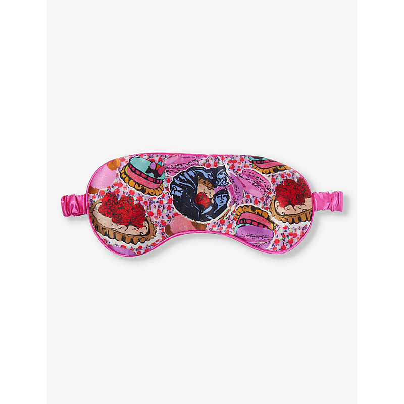 Jessica Russell Womens Multi-coloured C For Cake Patterned Silk Sleep Mask