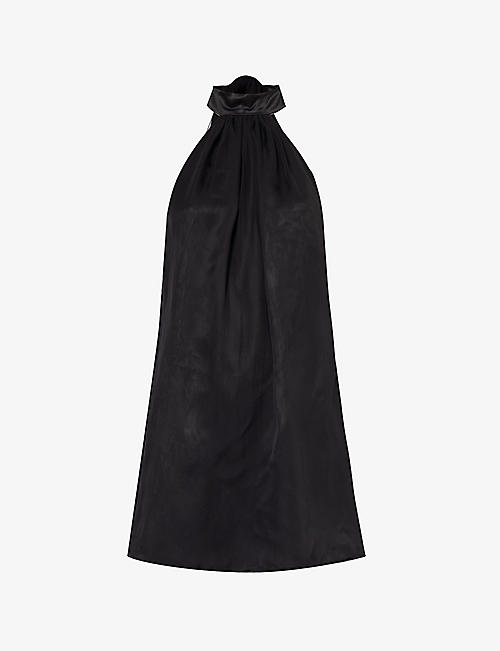 STARLIT: High-neck open-back silk mini dress