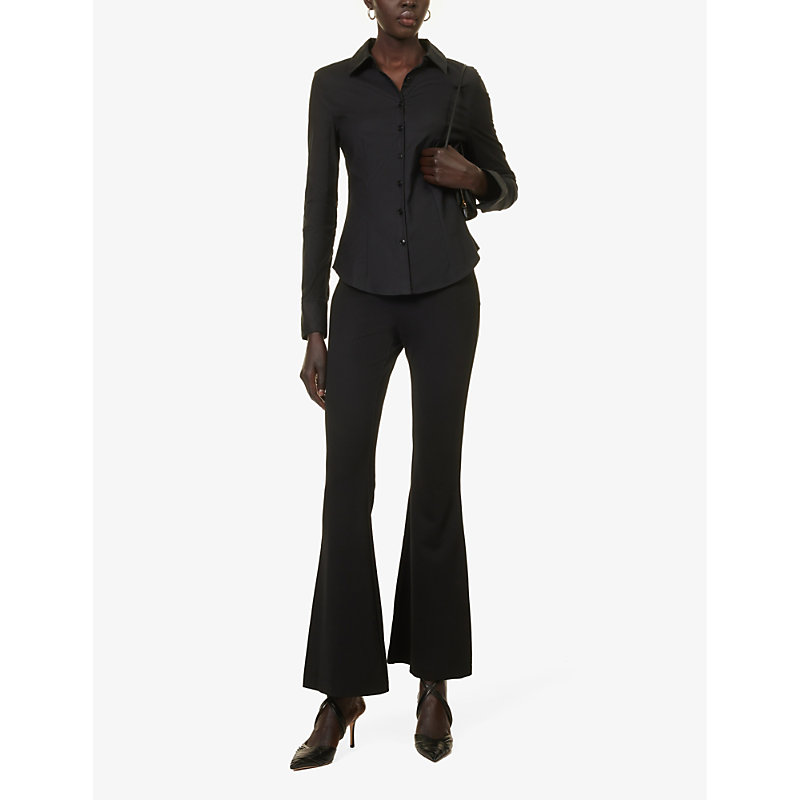 Shop Reformation Women's Black Jolie Straight-leg High-rise Stretch-woven Trousers