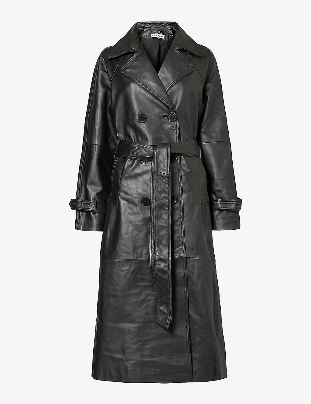 Reformation Womens Black Ashland Notch-lapel Leather Coat