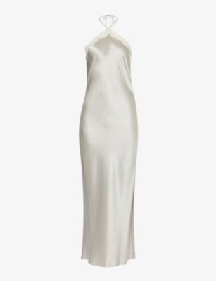 Solene White Midi Tulle Dress w/ Floral Appliqués