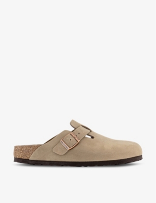 BIRKENSTOCK: Boston logo-embossed suede clogs