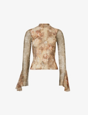 AVAVAV: Martha high-neck floral-pattern mesh top