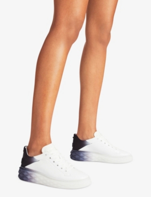 JIMMY CHOO: Diamond Maxi logo-embossed leather and woven low-top trainers