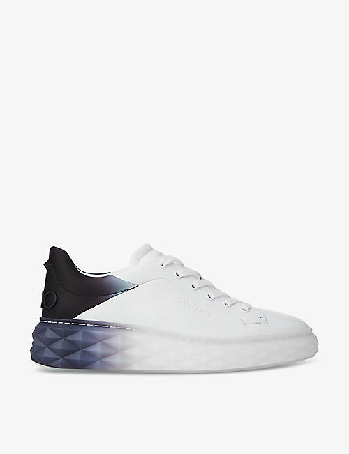 JIMMY CHOO: Diamond Maxi logo-embossed leather and woven low-top trainers